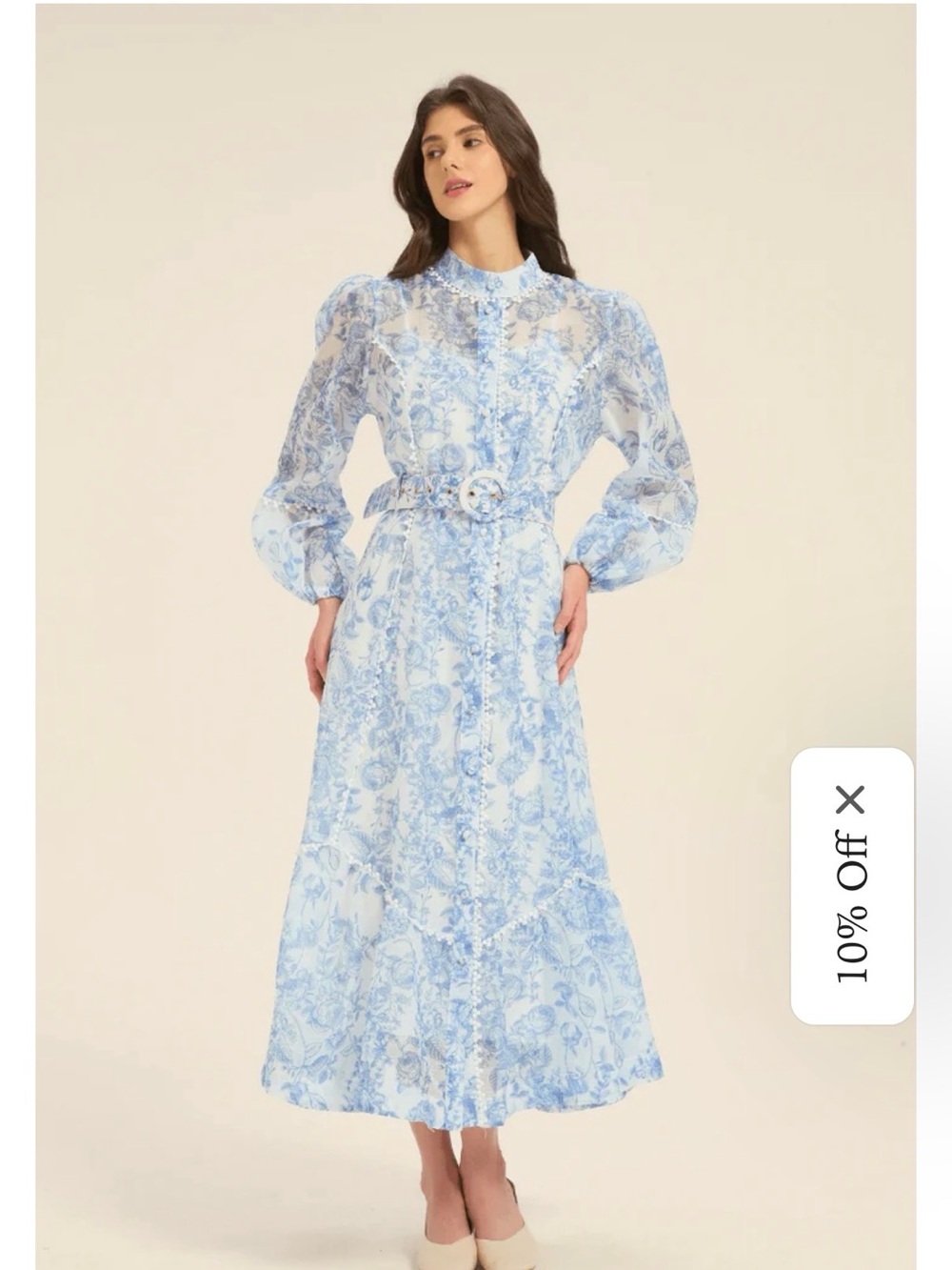 Blue Floral Belted Maxi Dress